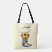 Rustic Cowboy Boots met zonnebloemen Tote Bag (Achterkant)