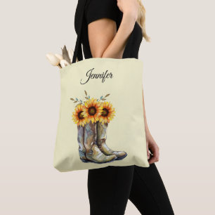 Rustic Cowboy Boots met zonnebloemen Tote Bag
