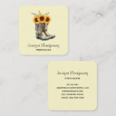 Rustic Cowboy Boots met zonnebloemen Vierkante Visitekaartje (Voorkant / Achterkant)