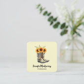 Rustic Cowboy Boots met zonnebloemen Vierkante Visitekaartje (Staand voorkant)