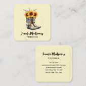 Rustic Cowboy Boots met zonnebloemen Vierkante Visitekaartje (Voorkant / Achterkant)