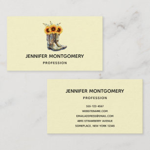 Rustic Cowboy Boots met zonnebloemen Visitekaartje