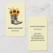 Rustic Cowboy Boots met zonnebloemen Visitekaartje (Voorkant / Achterkant)