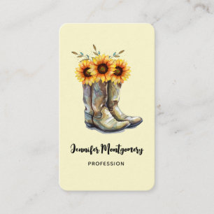 Rustic Cowboy Boots met zonnebloemen Visitekaartje