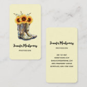 Rustic Cowboy Boots met zonnebloemen Visitekaartje (Voorkant / Achterkant)