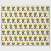 Rustic Cowboy Boots met zonnebloempatroon Cadeaupapier (Vlak)