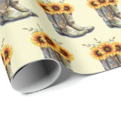 Rustic Cowboy Boots met zonnebloempatroon Cadeaupapier (Rol Hoek)