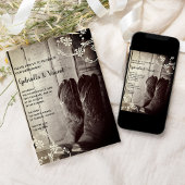 Rustic Cowboy Boots Ranch Floral Engagement Party Kaart