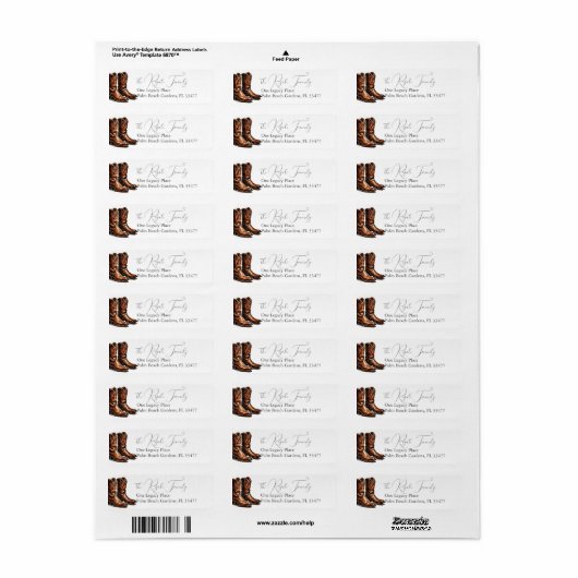 Rustic Cowboy Boots Retouradres Etiket (Full Sheet)