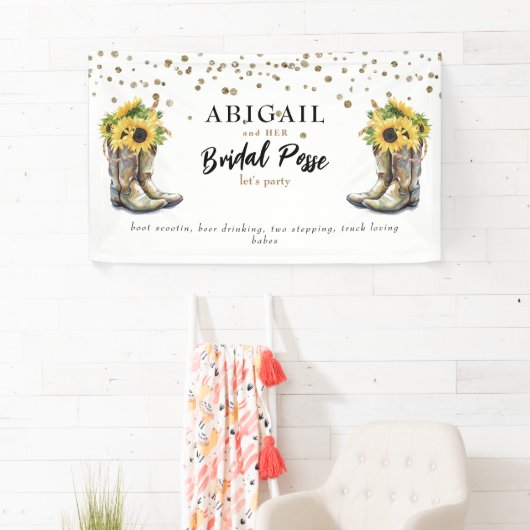 Rustic Cowboy Boots Sunflower Bachelorette Banner (Insitu)