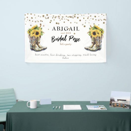 Rustic Cowboy Boots Sunflower Bachelorette Banner (Beurs)