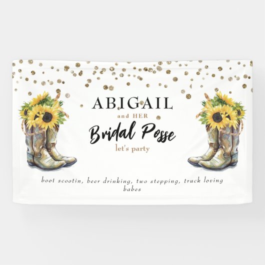 Rustic Cowboy Boots Sunflower Bachelorette Banner (Horizontaal)