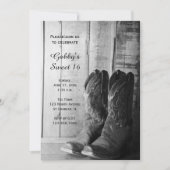 Rustic Cowboy Boots Sweet 16 Barn Birthday Party Kaart (Voorkant)