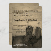 Rustic Cowboy Boots Wedding Kaart (Voorkant / Achterkant)