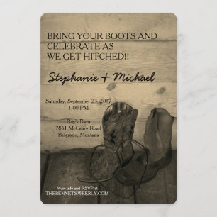 Rustic Cowboy Boots Wedding Kaart
