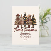 Rustic Cowboy Boots Western Christmas Feestdagenkaart (Staand voorkant)