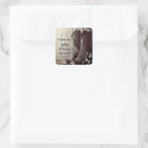 Rustic Cowboy Boots Western Floral bedankt Vierkante Sticker