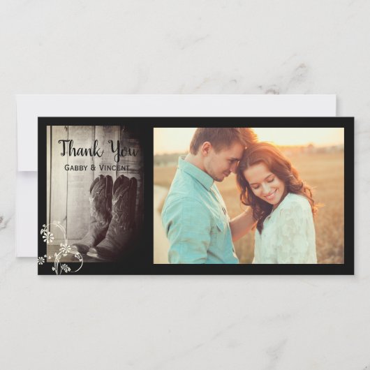 Rustic Cowboy Boots Western huwelijk bedankt (Voorkant)