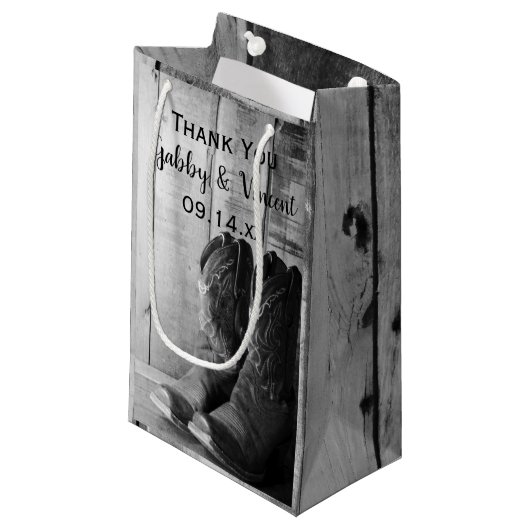 Rustic Cowboy Boots Western huwelijk bedankt Klein Cadeauzakje (Voorkant Gekanteld)