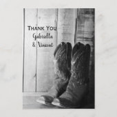 Rustic Cowboy Boots Western huwelijk bedankt Notitiekaartje (Voorkant)