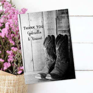 Rustic Cowboy Boots Western huwelijk bedankt Notitiekaartje
