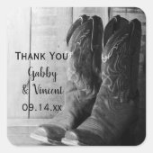 Rustic Cowboy Boots Western huwelijk Dank je Label (Voorkant)
