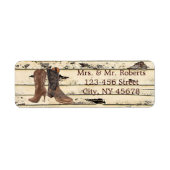 Rustic Cowboy Boots Western land Wedding Etiket (Voorkant)