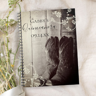 Rustic Cowboy Boots Western Quinceañera Guest Book Notitieboek