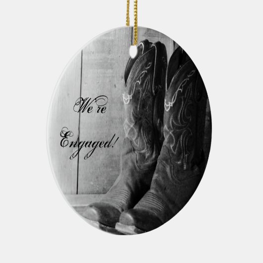 Rustic Cowboy Boots Western Verloving Keramisch Ornament (Rechts)