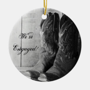 Rustic Cowboy Boots Western Verloving Keramisch Ornament