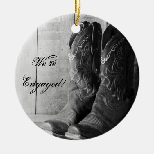 Rustic Cowboy Boots Western Verloving Keramisch Ornament (Voorkant)