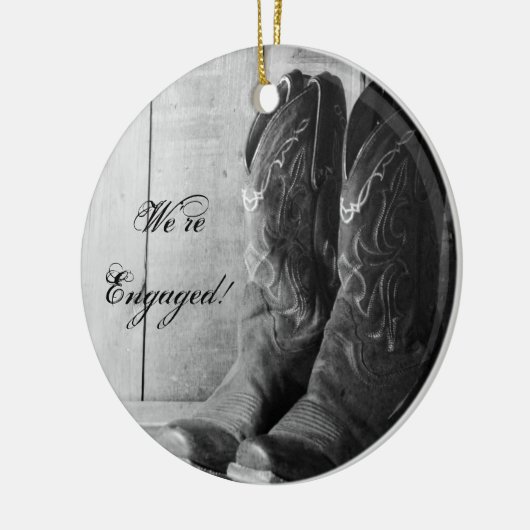 Rustic Cowboy Boots Western Verloving Keramisch Ornament (Links)