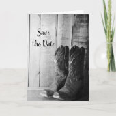 Rustic Cowboy Boots Western Wedding Save the Date Aankondiging (Voorkant)