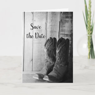 Rustic Cowboy Boots Western Wedding Save the Date Aankondiging