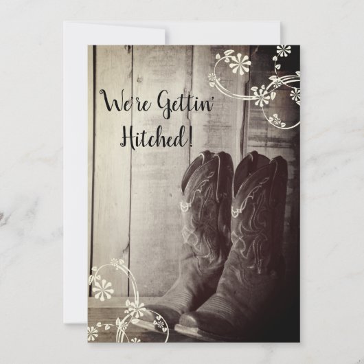 Rustic Cowboy Boots Western Wedding Save the Date Kaart (Voorkant)