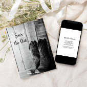 Rustic Cowboy Boots Western Wedding Save the Date Kaart