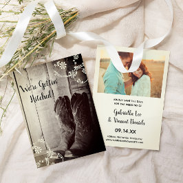 Rustic Cowboy Boots Western Wedding Save the Date Kaart