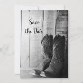 Rustic Cowboy Boots Western Wedding Save the Date Kaart (Voorkant)