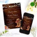 Rustic Cowboy Boots Westerne bruiloft Kaart<br><div class="desc">Omarm de sfeer van het Wilde Westen terwijl je 'I Do' zegt met onze Rustieke Cowboy Boots Westerne huwelijksuitnodiging. Deze unieke uitnodiging, exclusief aan u gebracht door Mylini Design, vat de charme en ruige elegantie van het Westen samen en zet de toon voor uw onvergetelijke dag. Vergeet de nadruk te...</div>