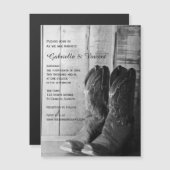 Rustic Cowboy Boots Westerne bruiloft Magnetische Uitnodiging (Voorkant / Achterkant)