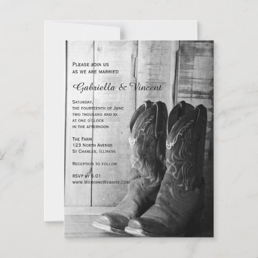 Rustic Cowboy Boots Westerne bruiloft Magnetische Uitnodiging (Voorkant)