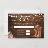 Rustic Cowboy Boots Westerne bruiloft RSVP Kaartje (Voorkant)
