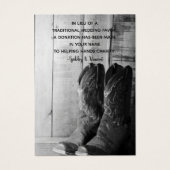 Rustic Cowboy Boots Westerne huwelijksliefdadighei Visitekaartjes (Voorkant)