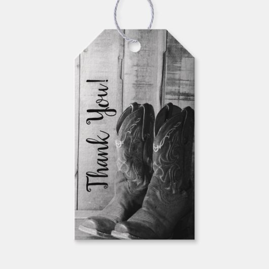 Rustic Cowboy Boots Westerne weddenschap voor Labe Cadeaulabel (Voorkant)