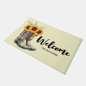 Rustic Cowboy Boots with Sunflower Welcome Deurmat (Schuin)