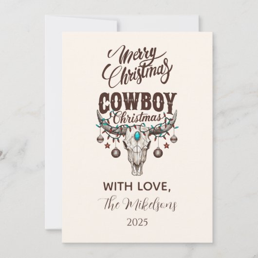 Rustic Cowboy Christmas Feestdagenkaart (Voorkant)