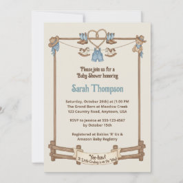 Rustic Cowboy Clothesline Boy Baby shower Kaart