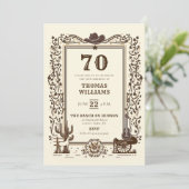 Rustic Cowboy Country Western Lijst 70e verjaardag Kaart (Staand voorkant)