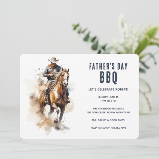 Rustic Cowboy Horse Country Vaderdag BBQ Kaart (Staand voorkant)