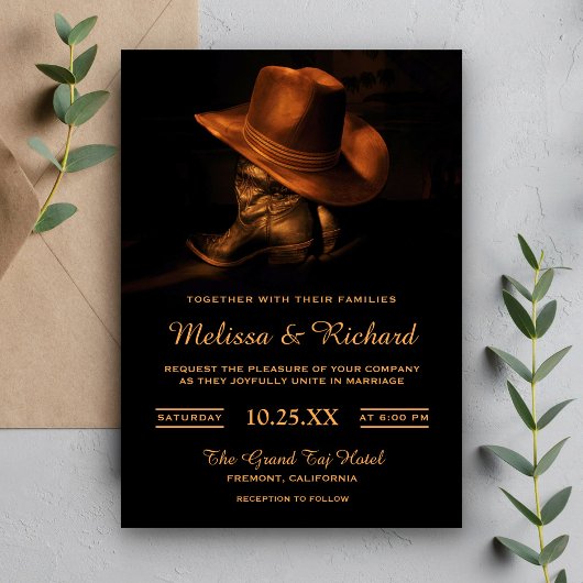 Rustic Cowboy Pet en Boots Wedding Invitation Kaart